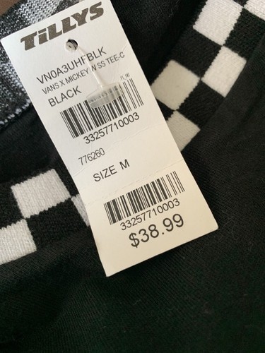 VANS x Disney Checkerboard Mickey 90th Baby Fit Tee Shirt Women's SZ M New!!! - Picture 5 of 6