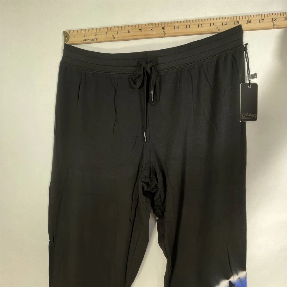 PJ Salvage Lounge Jogger Pants Women Large Stretch Elastic Waist Black Tie-Dye - Image 3 of 4