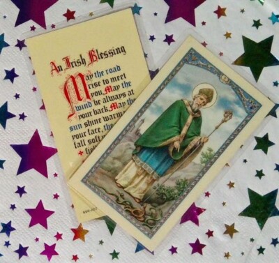 Irish Blessing St. Patrick New Old Holy Card fr Convent ITALY Gold Ink Laminate
