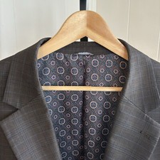 Oak Hill Brown Plaid Viscose Polyester Blend Sport Coat Jacket Mens 2XL 50/52R