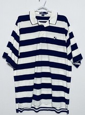 Vintage 90s Polo Ralph Lauren Mens Size XL Blue Wide Striped Polo Shirt RL Crest