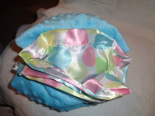 Blankets & Beyond Teal Blue Minky Dots bright colorful circles Baby Blanket NEW - Image 4 of 4