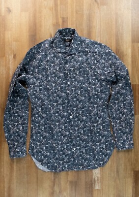 (NO CUSTOMS TAX) BARBA Napoli Dandy Life blue floral lightweight shirt 39 / 15.5