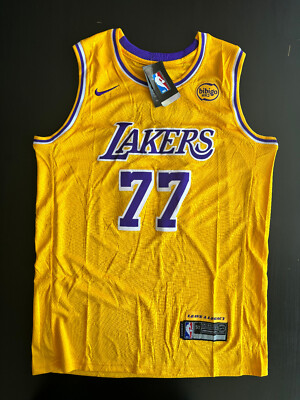 Luka Doncic #77 Men's Los Angeles Lakers Gold Jersey Size Large