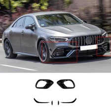 For Benz AMG CLA45 C118 2021-2022 Black Front Bumper Canards Lip Splitter Fins