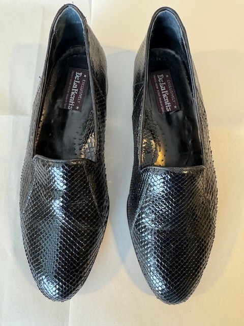 Python Snakeskin Men's DeLaRentis Solid Black Ita… - image 1