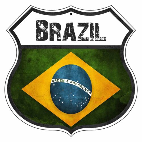 Brazil Country Flag Novelty Highway Shield Aluminum Metal Sign - 第 1/1 張圖片