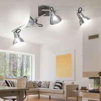 Decken Strahler Wohn Ess Zimmer Beleuchtung Holz Leuchte Silber Spots Schwenkbar