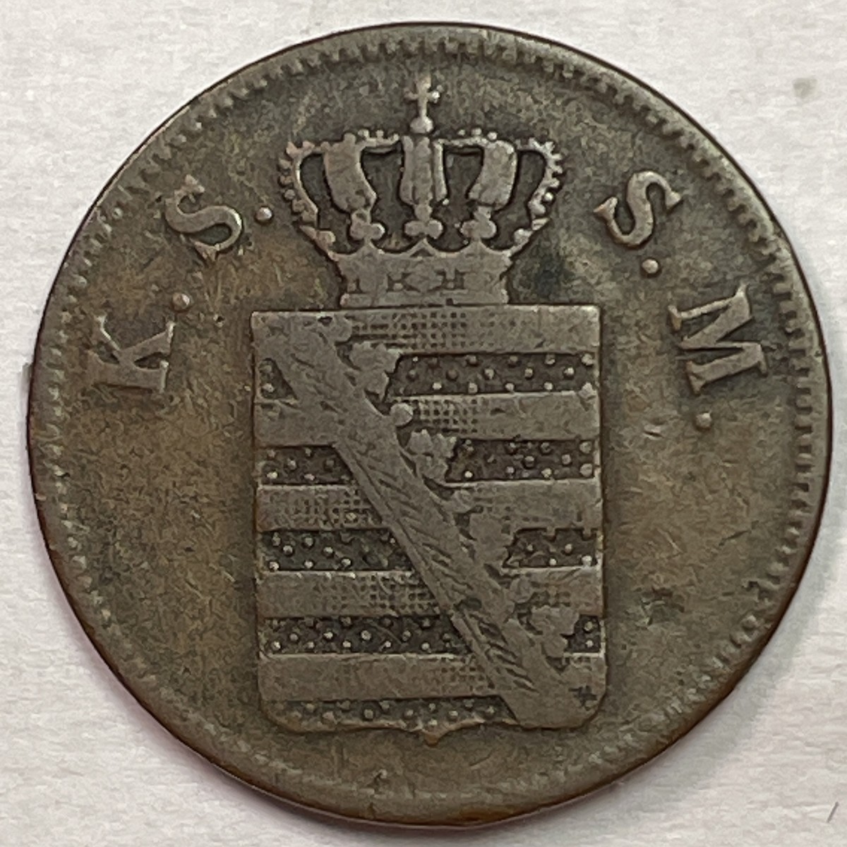 ☺︎ 1856-F 2 Pfennige German States Saxony-Albertine Very Fine
