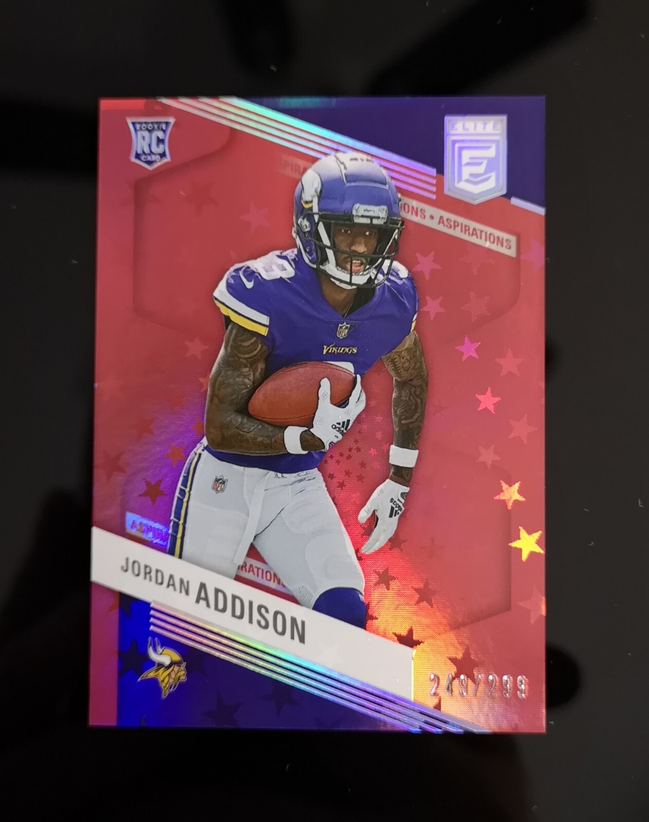 #'ed/299 💥 JORDAN ADDISON RC 2023 Donruss Elite Aspirations Red Astral SP Mint