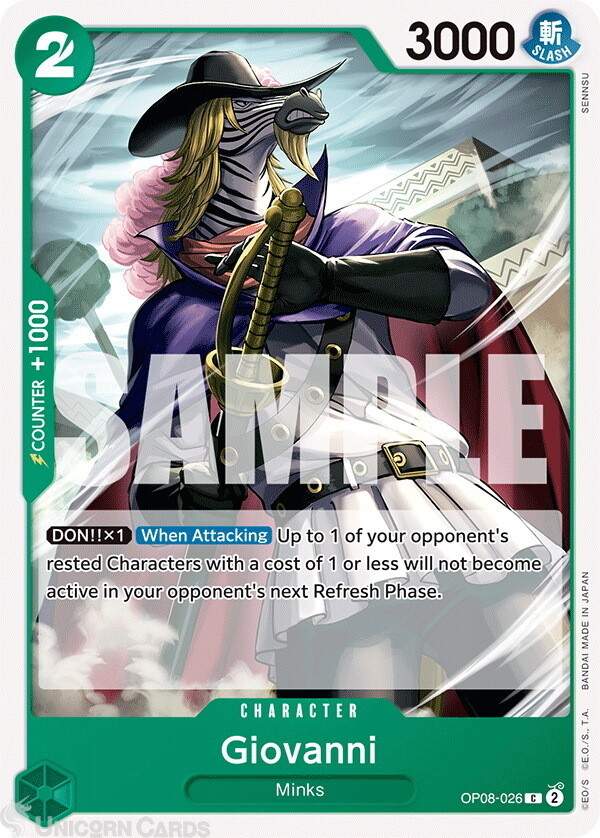 OP08-026 Giovanni : Common English One Piece TCG Card : OP08: Two Legends