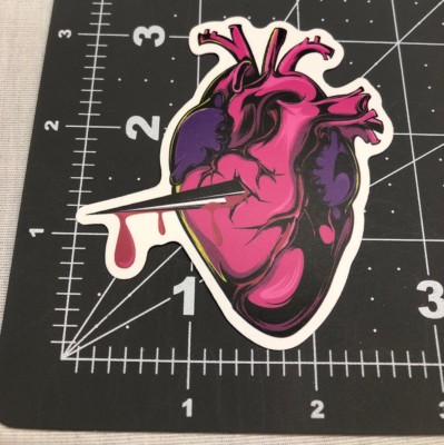 Thorn/dagger Through Heart Skateboard Laptop Guitar Decal Sticker B4P