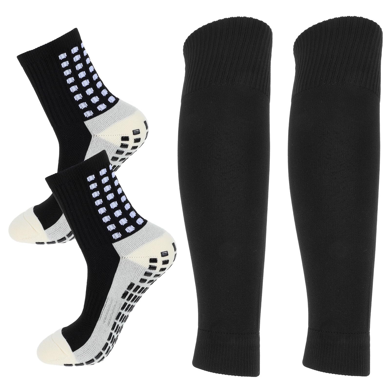 YUXIANLB Soccer Socks Grip Socks Soccer With Shin Guard Sleeves 1 Set Non Skid