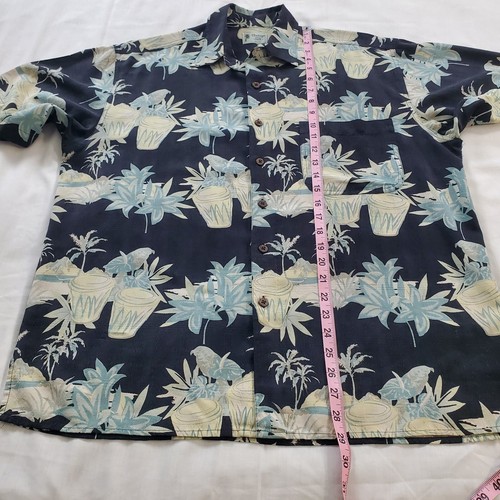 Vintage Silk Short Sleeve Button Up Shirt Mens Large 100% Silk - 第 6/7 張圖片