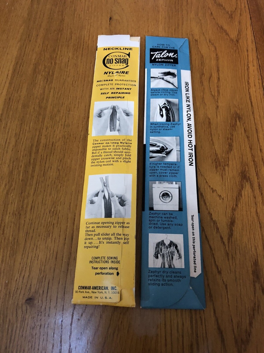 VINTAGE NEW SEALED PACKAGE CONMAR NYLAIRE 22” & TALON 12” ZIPPERS