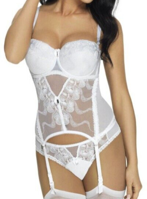  Gorsenia Bianca Shine Gr.75E UK34DD Braut Korsage Strapse Elegant Weiß Hochzeit