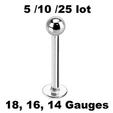 5/10/25 lot Labret Philtrum Lip Ear Cartilage Studs Body Piercing Ring Wholesale