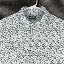 Ben Hogan Polo Shirt Mens Large White Geometric Short Sleeve Casual Golf