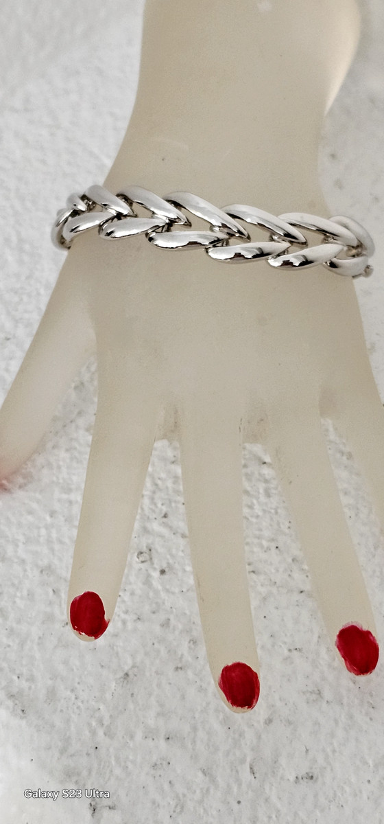 NAPIER bracelet shiny silver plate great condition 7" Gorgeous Statement pc. View 3