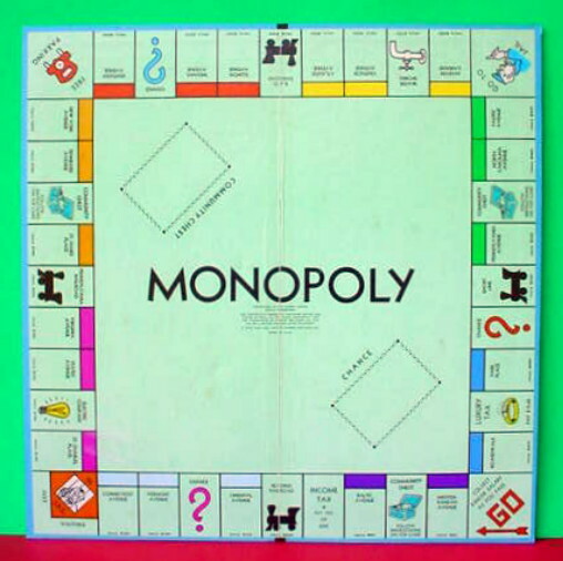 Vintage 1975 Parker Brothers Monopoly Real Estate Trading Board