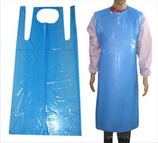 200Pcs Disposable Apron Polythene Plastic Aprons Flat Pack or Roll White or Blue
