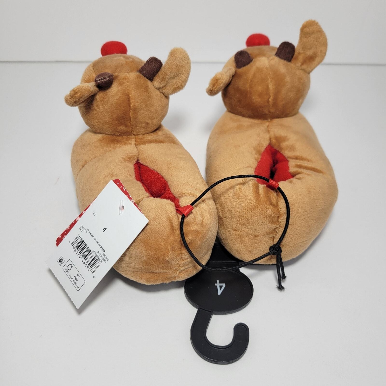 APL Rudolph la renna dal naso rosso pantofole natalizie 3D per bambini giovani taglia 4