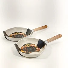 Masterclass Premium Cookware Frying Pan Skillet Set  8″ & 9.5″  Beige NEW