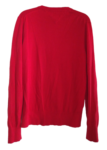 Tommy Hilfiger Sweater Sz M Red Logo Flag 100% Pima Cotton Preppy Classic Golf - Picture 2 of 6
