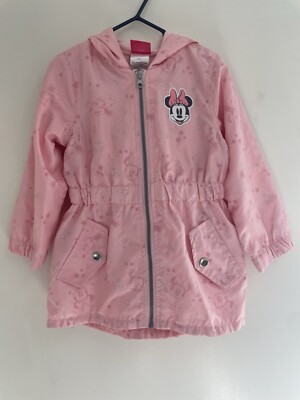 Disney Junior Minnie Toddler Girls Minnie Hood Cinched Waist Rain Jacket  Pink 3T