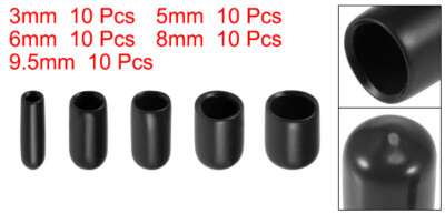 20 PCS Round Rubber End Caps - 20mm ID Vinyl Screw Thread Protectors Black