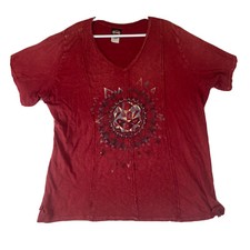 Vtg Harley-Davidson Womens XXXL Red Top T-Shirt Skull Graphic Made in USA EUC