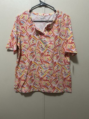 Talbot s Women s Cotton Geometric Print Top Size S NWT
