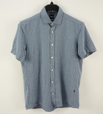Hugo Boss Roan Knit Performance Button Up Shirt Men's Medium Slim Light Blue
