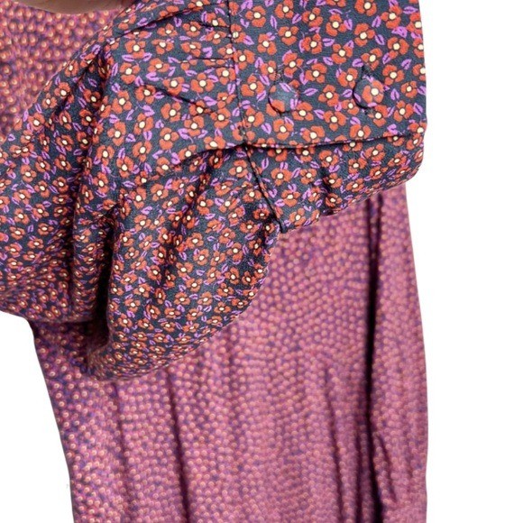 NWT MNG Mango Floral Print V Neck Button Front Mini Dress Long Sleeve Size 10 thumbnail 5