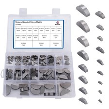boeray 164pcs Woodruff Key Assortment Metric Set 17 Sizes Carbon Steel Silver