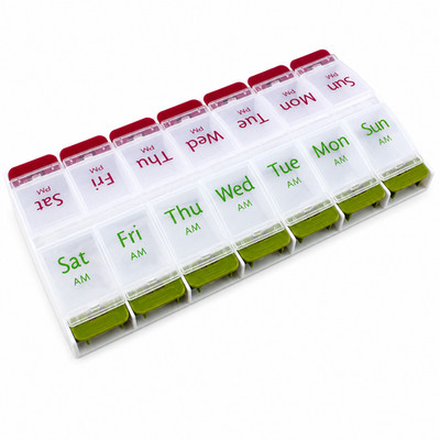 Jumbo Extra Large 8'' x 4.25'' Pill Organizer 7 Day 2 Times a Day Weekly Pill Box 