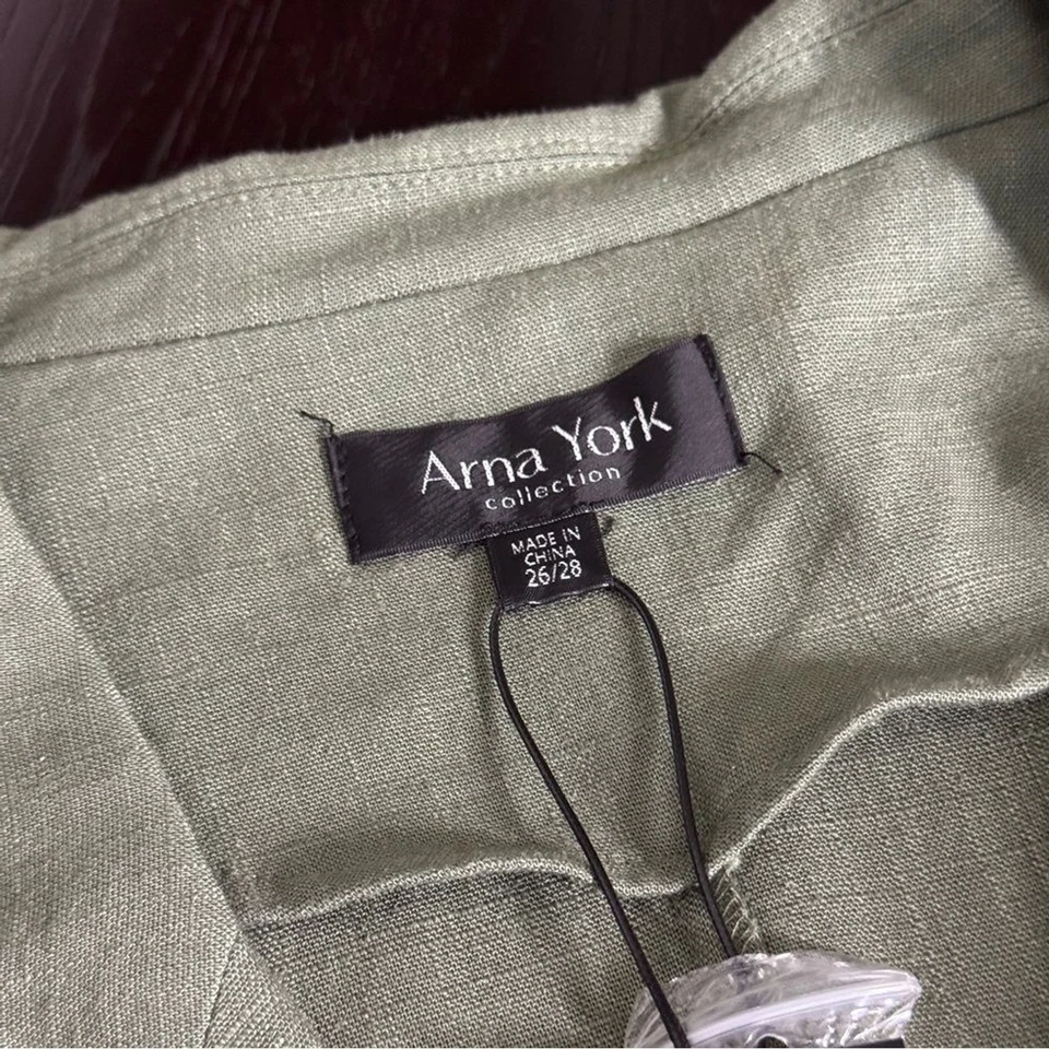 Arna York 26/28 Olive Green Linen Blend Blazer Jacket NEW - Image 4 of 4