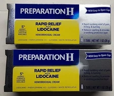 2 boxes Preparation H Rapid Relief Hemorrhoidal Cream 1oz Tube Exp 07/2026+