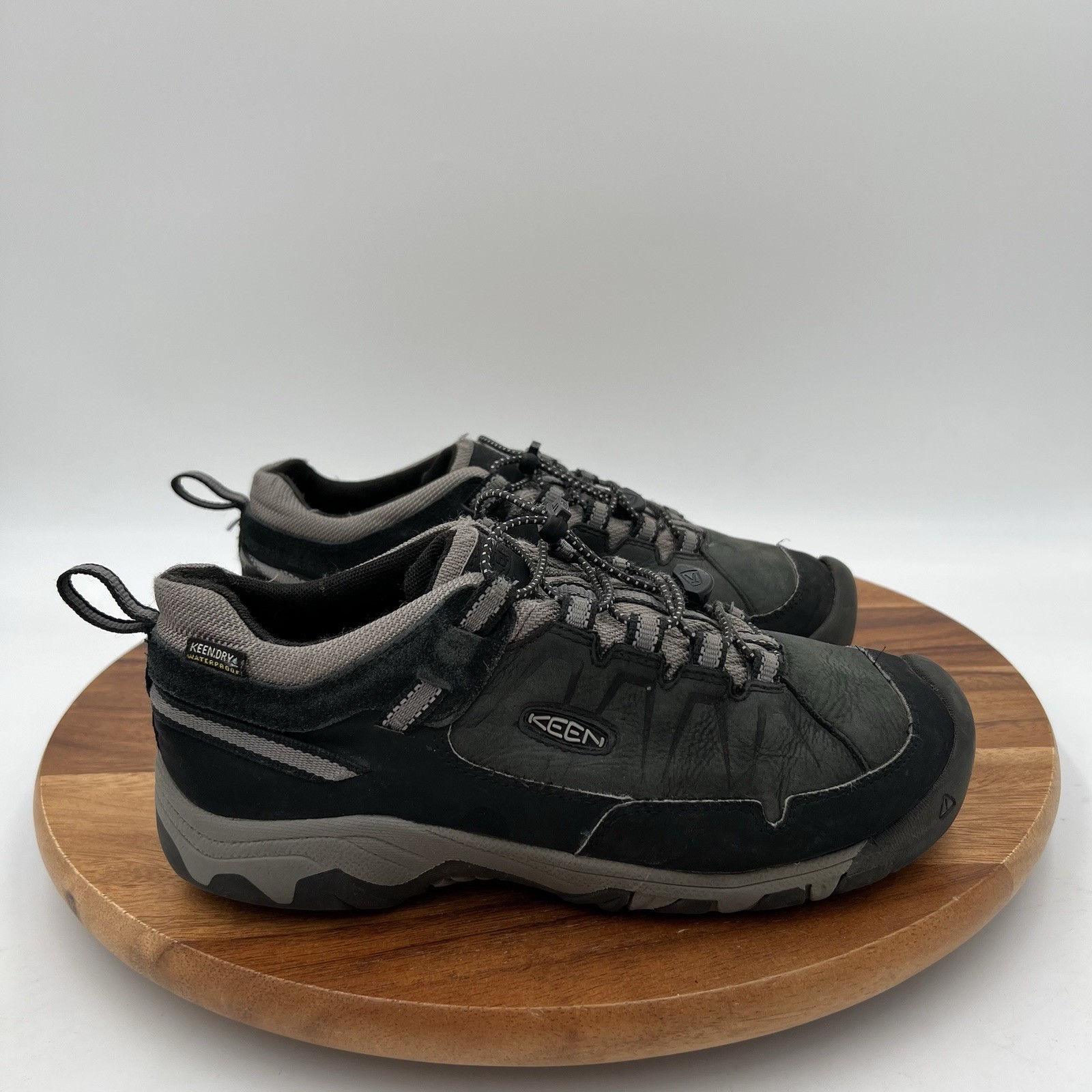 Scarpe da trekking Keen Big Kids Targhee IV impermeabili nere elastiche cinch pizzo taglia 5