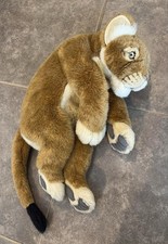 Hansa Realistic Plush Laying Lion Cub Tan Stuffed Toy Animal 12"