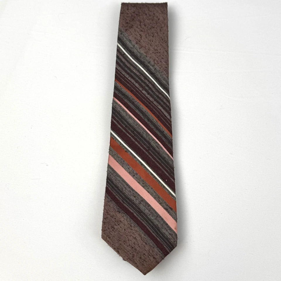 Botany 500 Men's Tie Brown Gray Multicolor Striped Designer Necktie 55 x 3 - Image 3 of 4