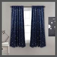 Set of 2 52"x63" Kids' Star Blackout Window Curtain Panels Navy -
