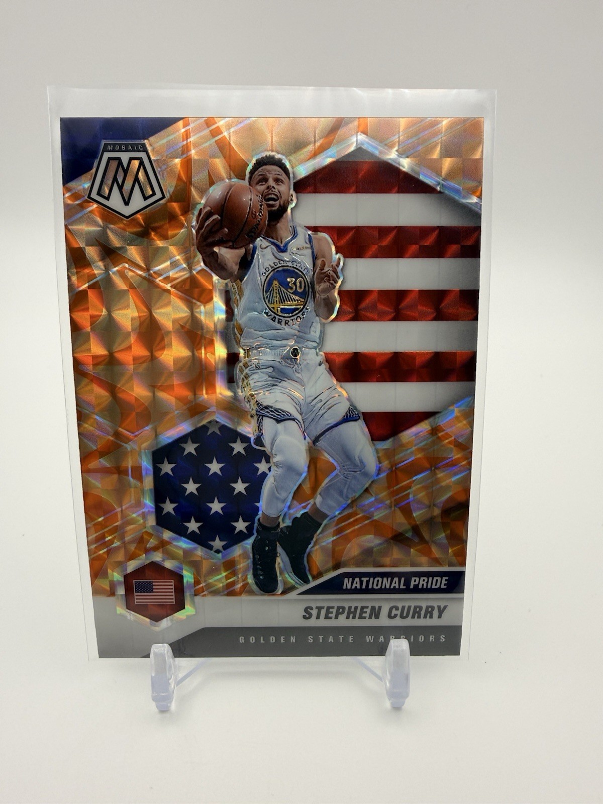 2020-21 Panini Mosaic - National Pride Stephen Curry #249 Reactive Orange Prizm