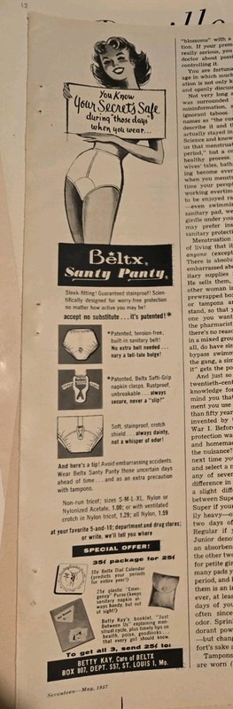 1957 Women's Beltx Santy Panty Your secrets safe vintage Ad 