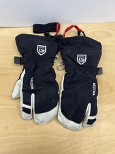 Hestra Army Leather Heli Gloves Ski 3-Finger Mitten Size 10 W/Liner Black White