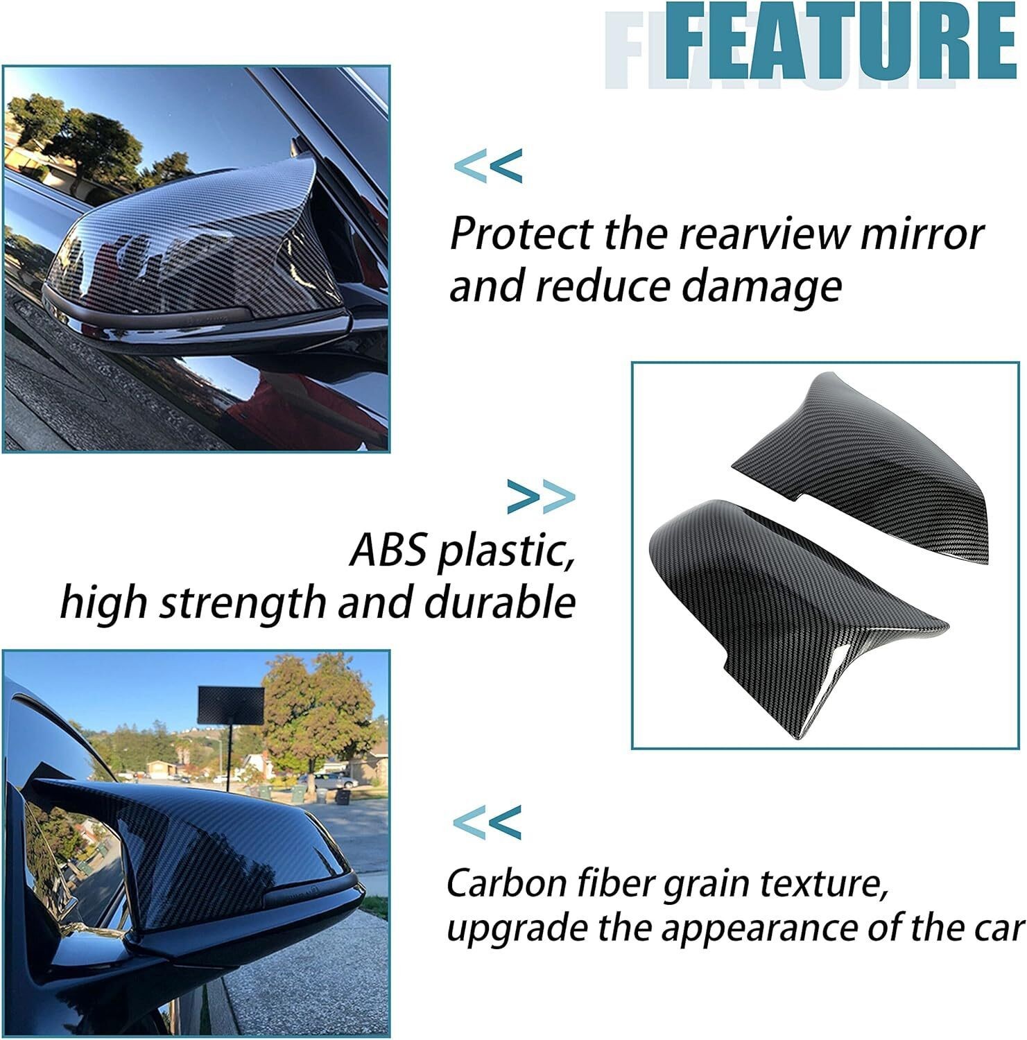 Carbon Fiber Side Mirror Cover Caps L+R for BMW 3 Series F30 F31 F20 320i 328i