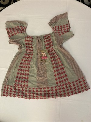 BELL BY ALICIA BELL Top Cotton  Embroidered Size M Gray Pink