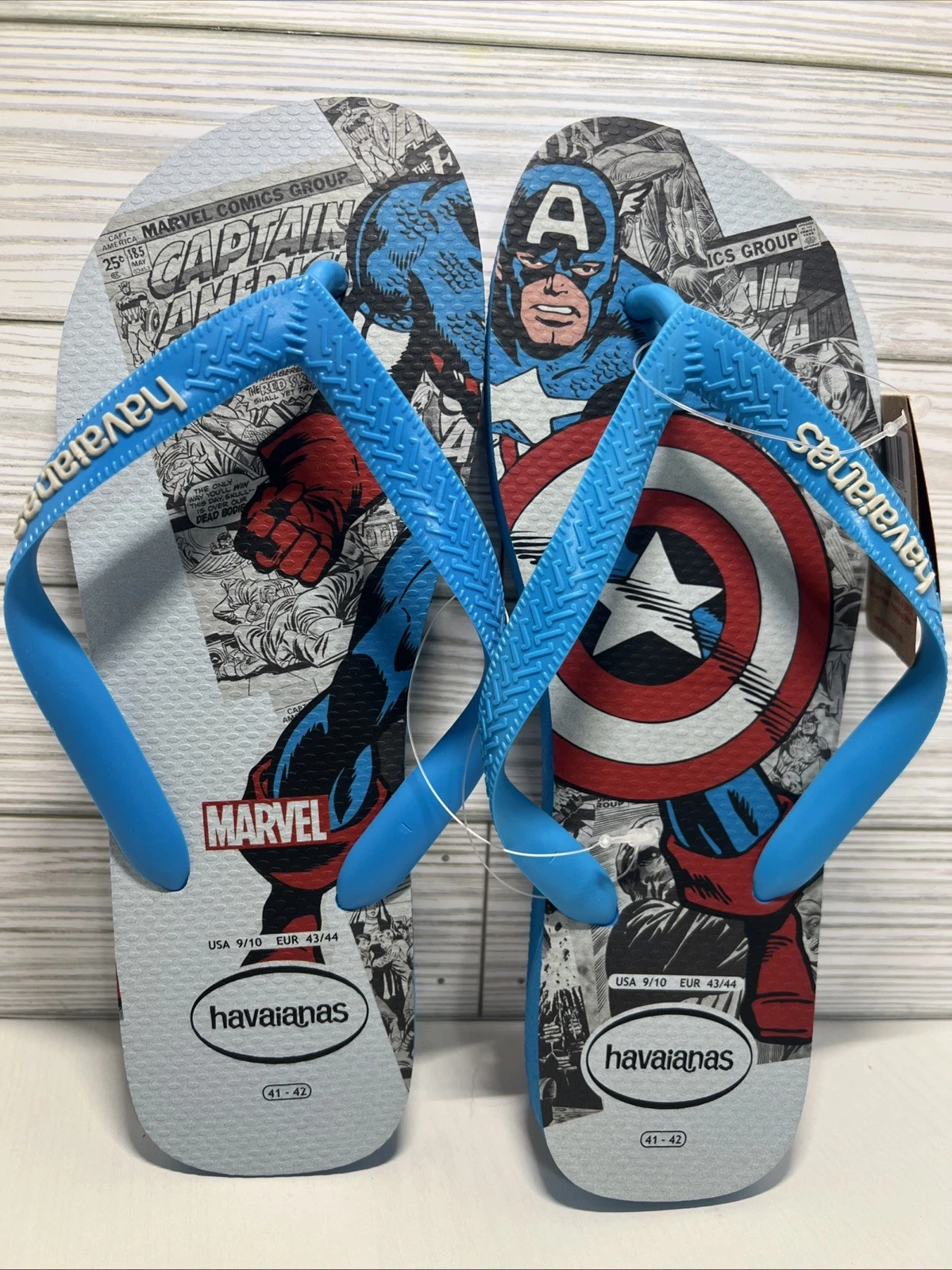 Captain America - Havaianas & Marvel Comics Size 9/10 FlipFlops Sandals NWT (G2)