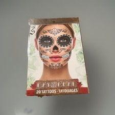 BNWT Day Of The Dead Temporary Face Tattoos 30 in Pack by Savvi Made In the USA