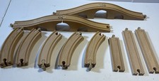 Thomas BRIO Train Wooden Track 17 Pc Lot 2 Complete Bridges Curved And Straight